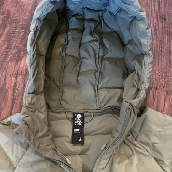 Mountain Hardwear Women’s Large Olive Down Puffer Jacket Hooded - Picture 3 of 7